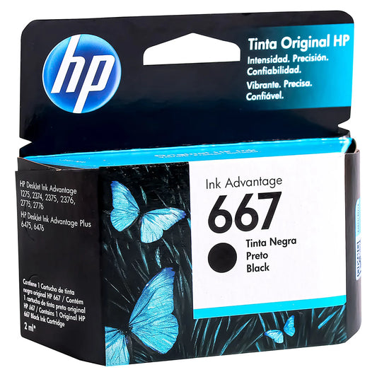 Cartucho de tinta negra HP 667 3YM79AL