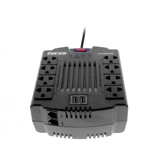 Regulador de Voltaje FORZA 8 Tomas / 2 USB